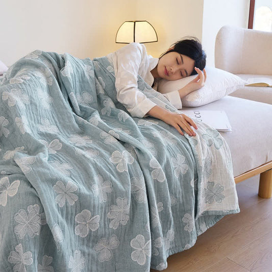 Couette d'été en gaze de coton avec trèfle à quatre feuilles