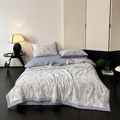Literie d'été luxueuse en gaze de coton à motifs floraux
