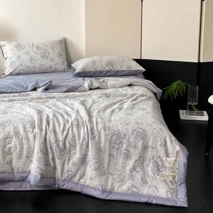 Literie d'été luxueuse en gaze de coton à motifs floraux