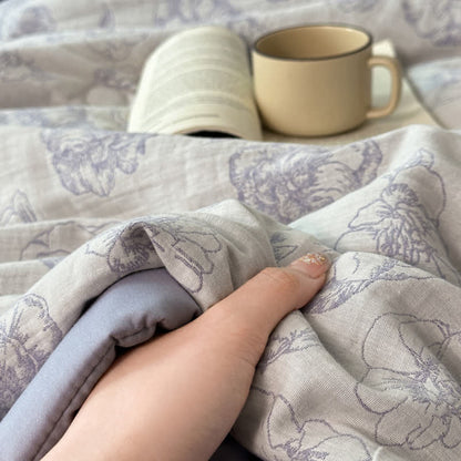 Literie d'été luxueuse en gaze de coton à motifs floraux