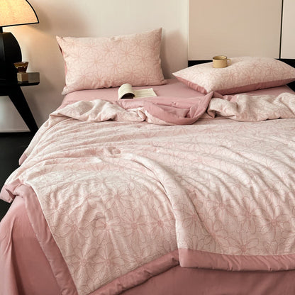 Linge de lit jacquard respirant en gaze de coton avec motif marguerite