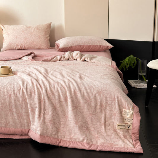 Linge de lit jacquard respirant en gaze de coton avec motif marguerite