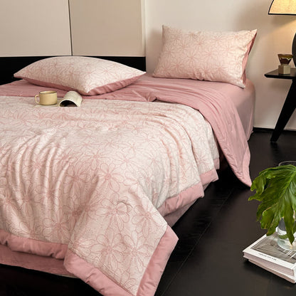 Linge de lit jacquard respirant en gaze de coton avec motif marguerite