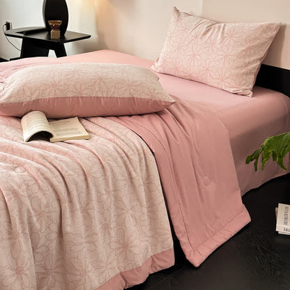 Linge de lit jacquard respirant en gaze de coton avec motif marguerite