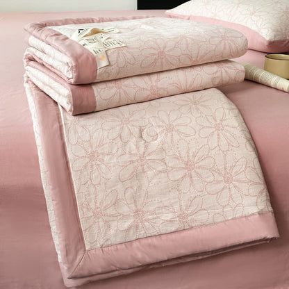 Linge de lit jacquard respirant en gaze de coton avec motif marguerite