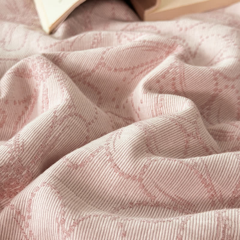 Linge de lit jacquard respirant en gaze de coton avec motif marguerite