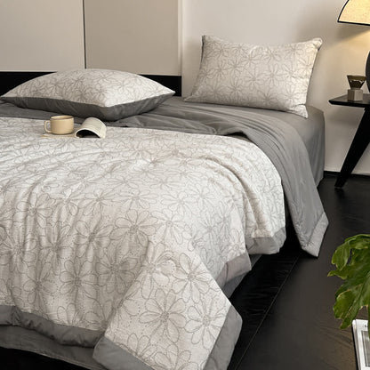 Linge de lit jacquard respirant en gaze de coton avec motif marguerite