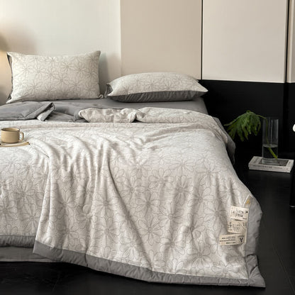 Linge de lit jacquard respirant en gaze de coton avec motif marguerite