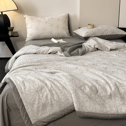 Linge de lit jacquard respirant en gaze de coton avec motif marguerite