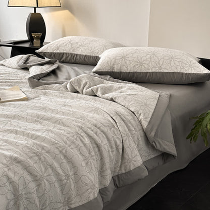 Linge de lit jacquard respirant en gaze de coton avec motif marguerite
