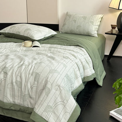 Linge de lit léger en gaze de coton avec motif de feuilles rustiques