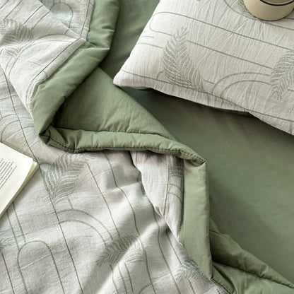 Linge de lit léger en gaze de coton avec motif de feuilles rustiques