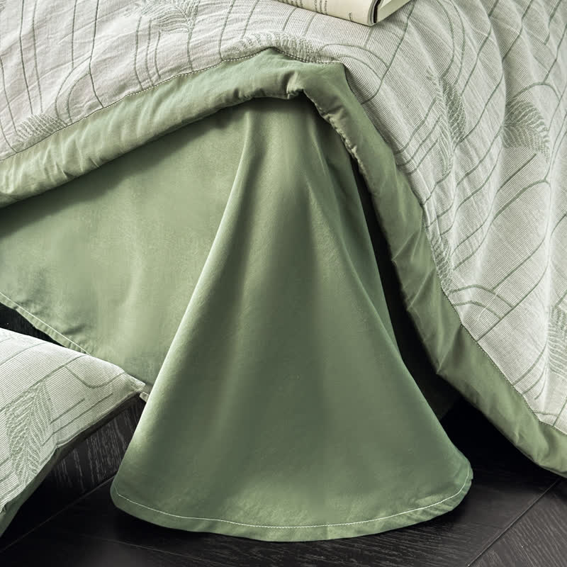Linge de lit léger en gaze de coton avec motif de feuilles rustiques