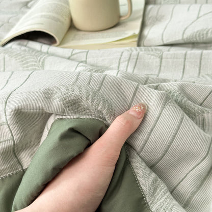 Linge de lit léger en gaze de coton avec motif de feuilles rustiques