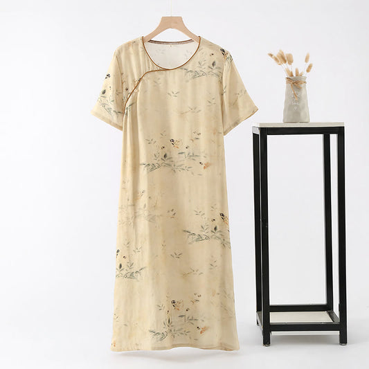 Chemise de nuit d'été douce et rurale en fibre de bambou