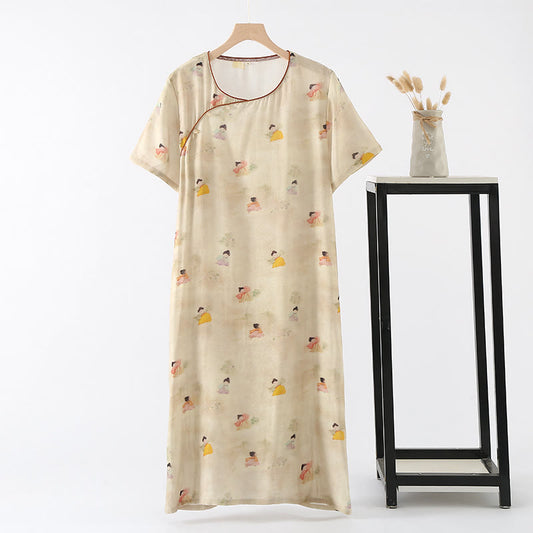 Chemise de nuit d'été légère en fibre de bambou