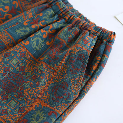 Short de pyjama en jacquard de pur coton au style rétro