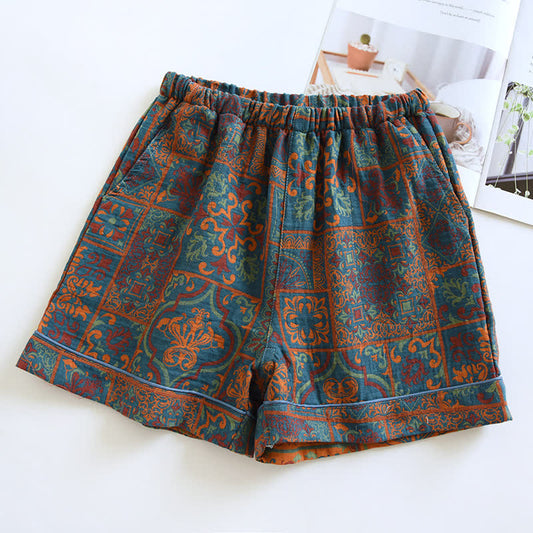 Short de pyjama en jacquard de pur coton au style rétro