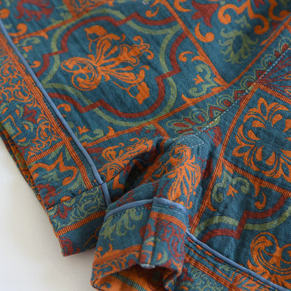 Short de pyjama en jacquard de pur coton au style rétro