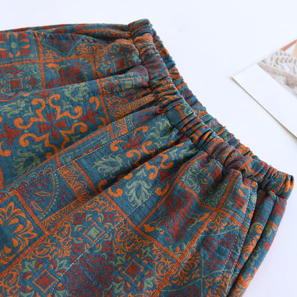 Short de pyjama en jacquard de pur coton au style rétro