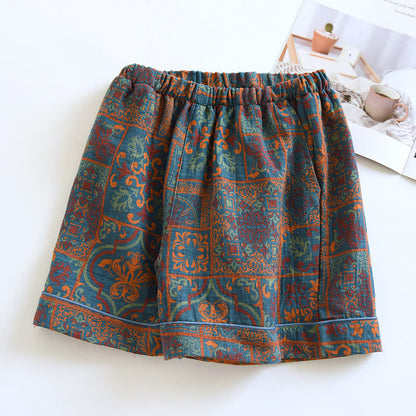 Short de pyjama en jacquard de pur coton au style rétro