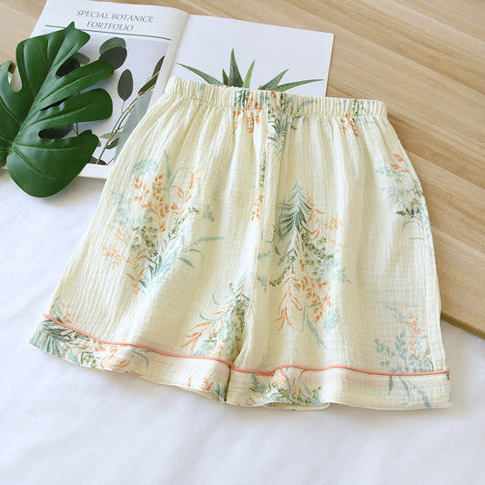 Short de pyjama d'été en gaze de coton de style pastoral