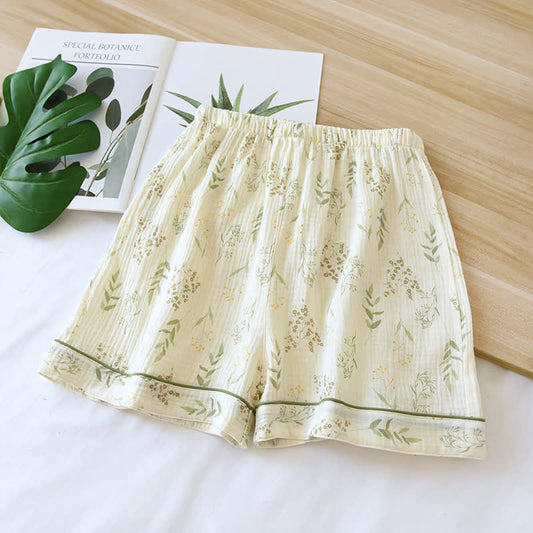 Short de pyjama doux en gaze de coton de style pastoral
