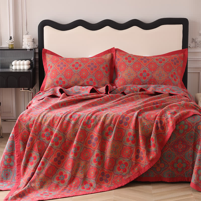 Couette réversible en coton à motif pétales