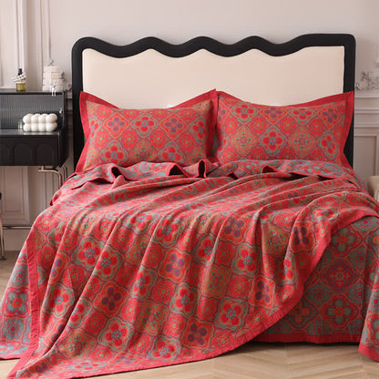 Couette réversible en coton à motif pétales