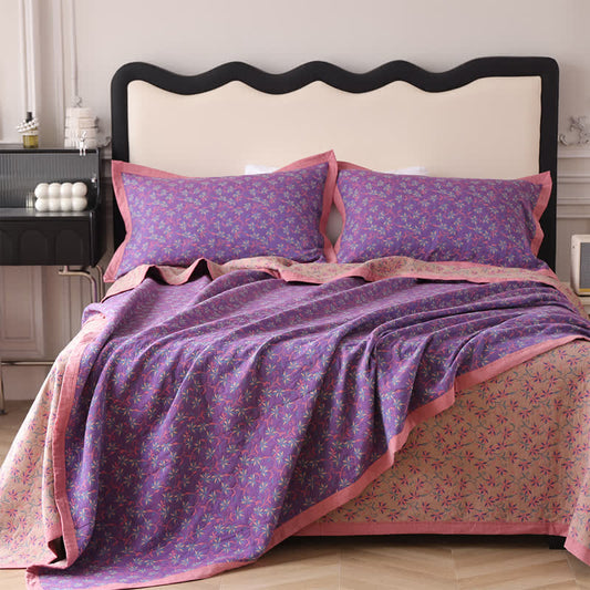 Couette réversible en pur coton biologique à motif floral