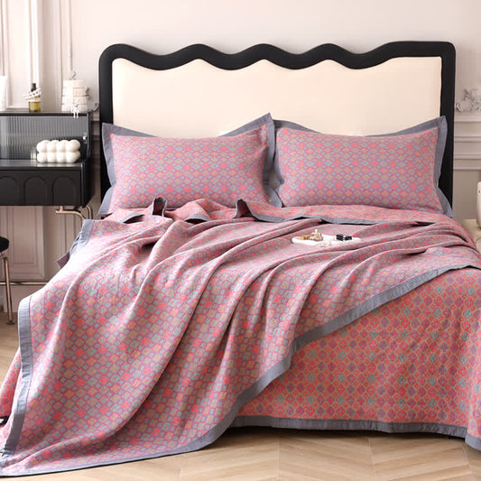 Couette jacquard en coton biologique au style floral