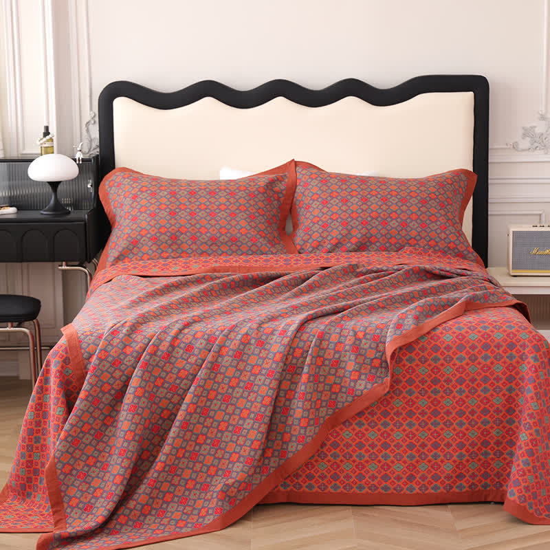 Couette jacquard en coton biologique au style floral
