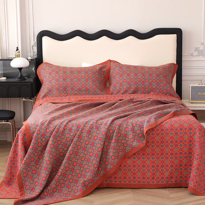 Couette jacquard en coton biologique au style floral