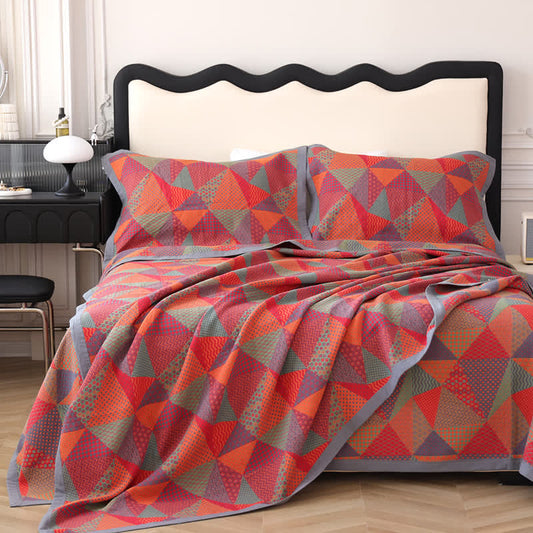 Couette réversible en coton biologique avec triangle jacquard