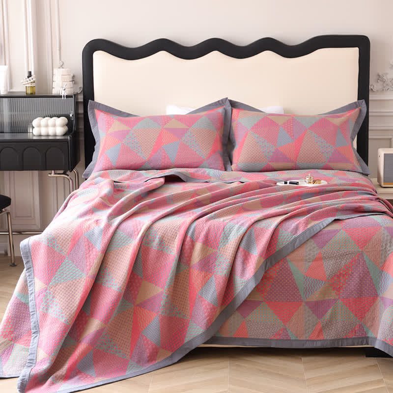 Couette réversible en coton biologique avec triangle jacquard