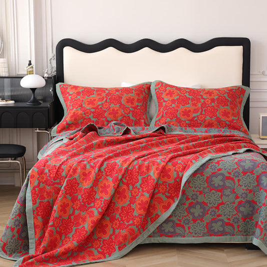 Couette réversible en pur coton avec un élégant motif floral