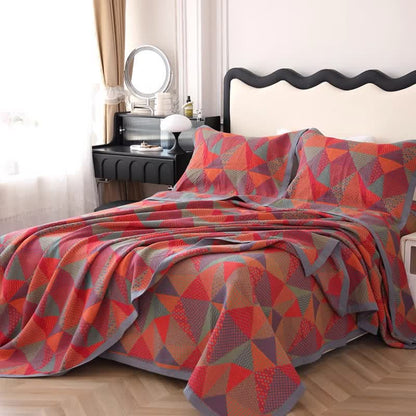 Couette réversible en coton biologique avec triangle jacquard