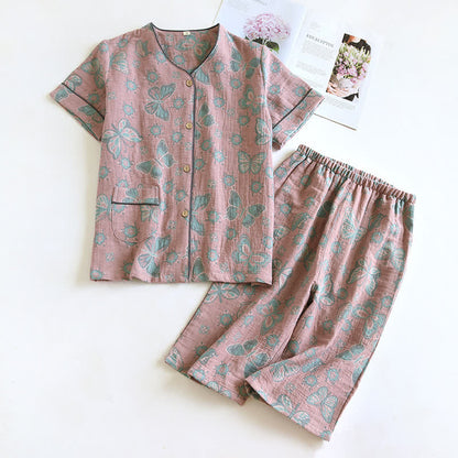 Ensemble de vêtements d'intérieur en coton avec pantalon court et imprimé papillon