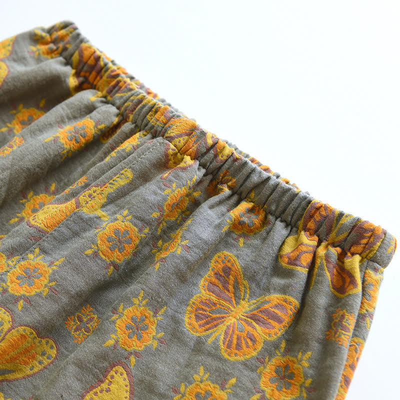 Ensemble de vêtements d'intérieur en coton avec pantalon court et imprimé papillon