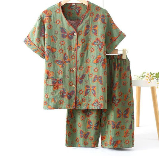 Ensemble de vêtements d'intérieur en coton avec pantalon court et imprimé papillon