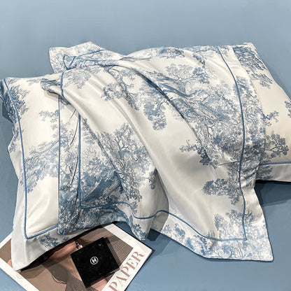 Parure de lit d'été respirante à motif floral rustique (4 pièces)