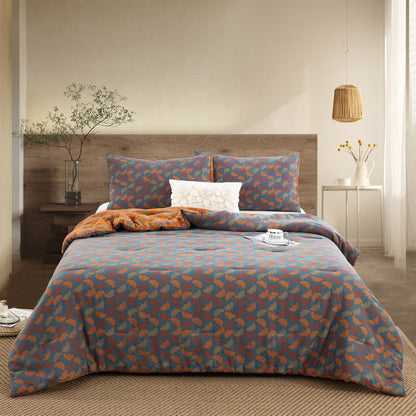 Linge de lit jacquard en gaze de coton avec feuilles de ginkgo