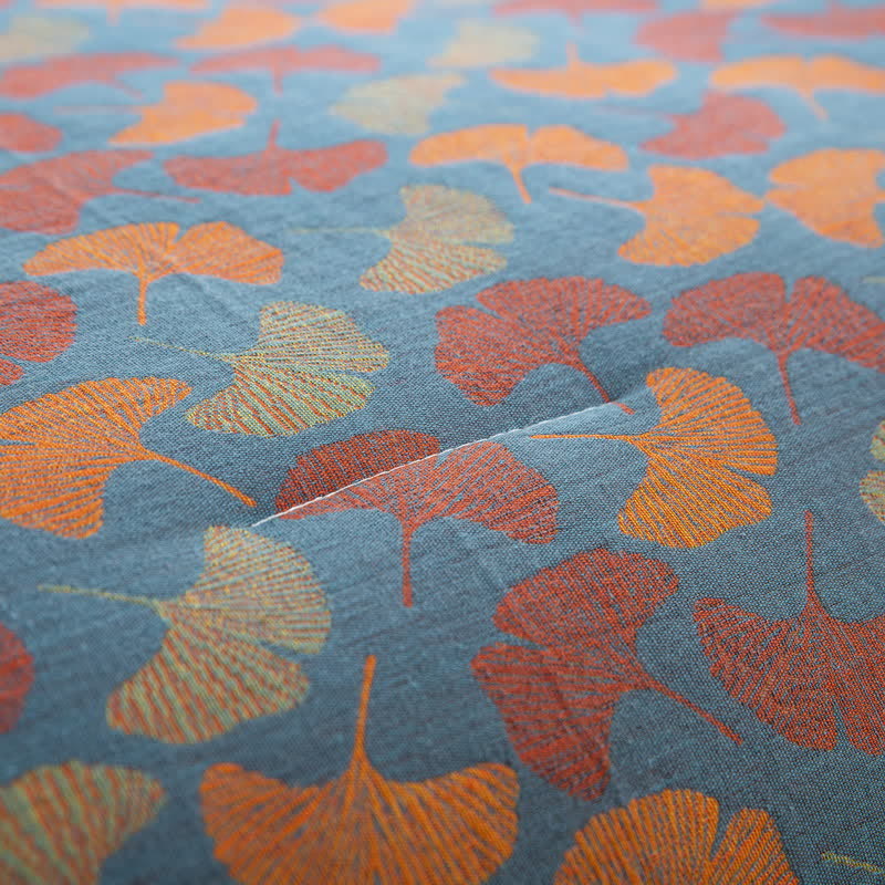 Linge de lit jacquard en gaze de coton avec feuilles de ginkgo