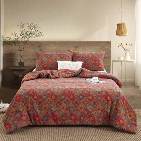 Linge de lit double épaisseur en gaze de coton biologique au style rétro