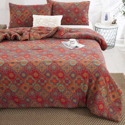 Linge de lit double épaisseur en gaze de coton biologique au style rétro
