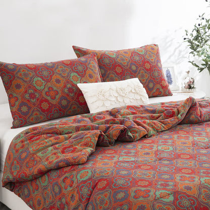 Linge de lit double épaisseur en gaze de coton biologique au style rétro