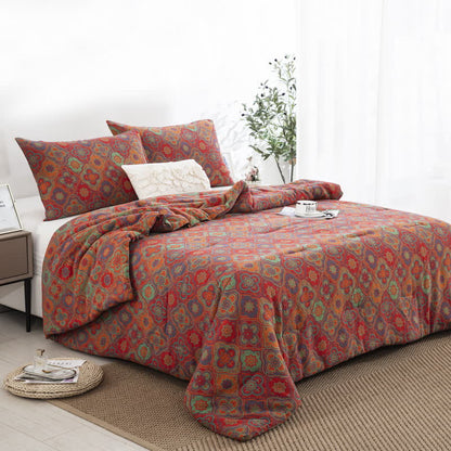 Linge de lit double épaisseur en gaze de coton biologique au style rétro