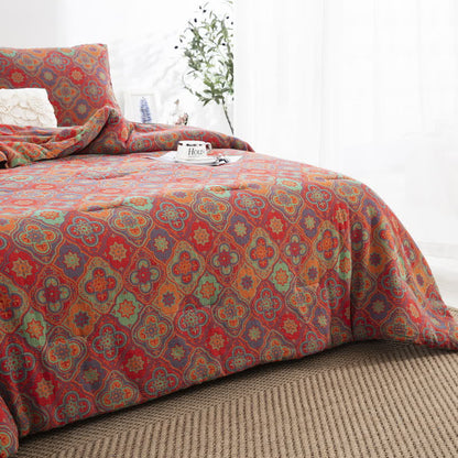 Linge de lit double épaisseur en gaze de coton biologique au style rétro