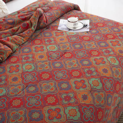 Linge de lit double épaisseur en gaze de coton biologique au style rétro