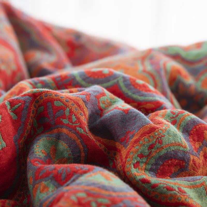 Linge de lit double épaisseur en gaze de coton biologique au style rétro